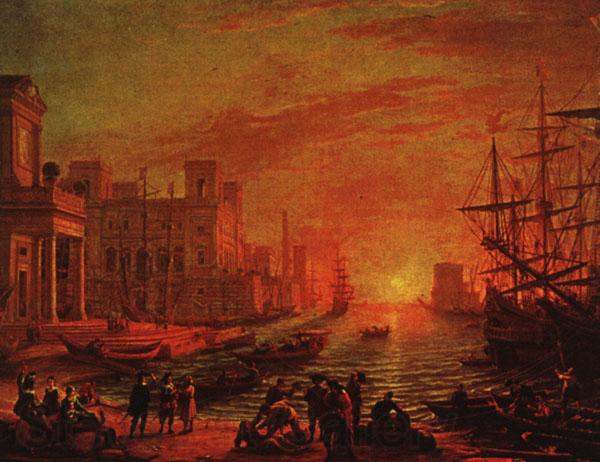 Claude Lorrain Seaport at Sunset Norge oil painting art